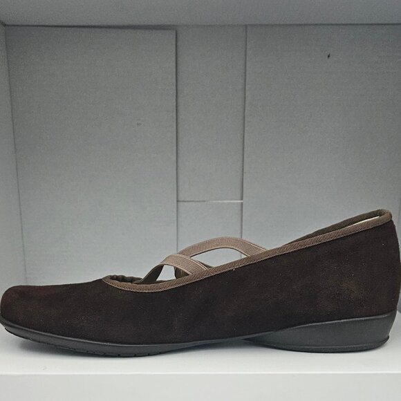 Mephisto Bayka Leather Flats Womens 9.5 Brown Elastic Strap Mary Jane Ballet - Picture 2 of 8